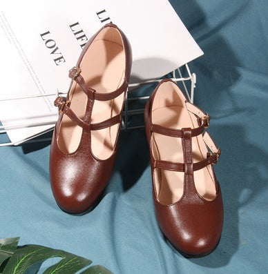 Women's Japanese  Cowhide Handmade Retro Shoes