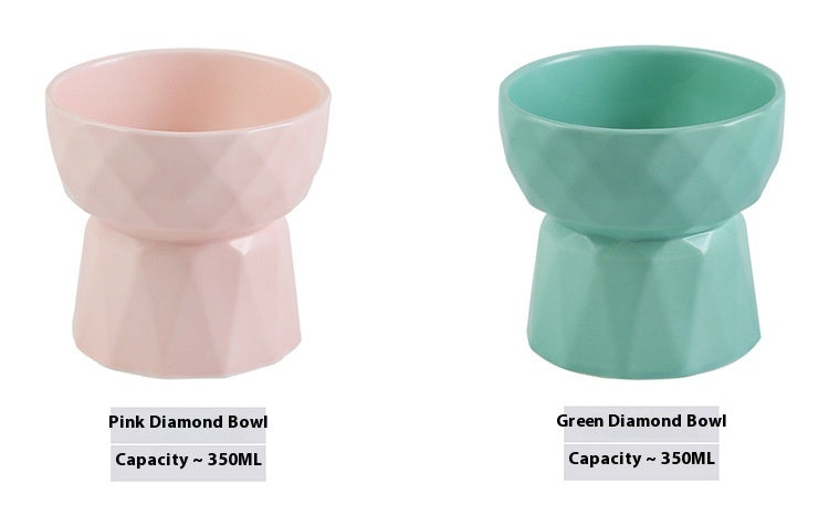 Ceramic High Foot Cervical Protection Pet Bowl