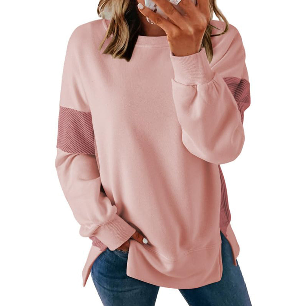 Rund Hals Multicolor Rund Hals All-match Afslappet Løs Sweatshirt
