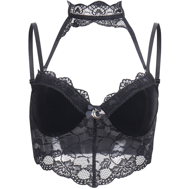 European And American Lace Hollow Deep V Suspenders Women