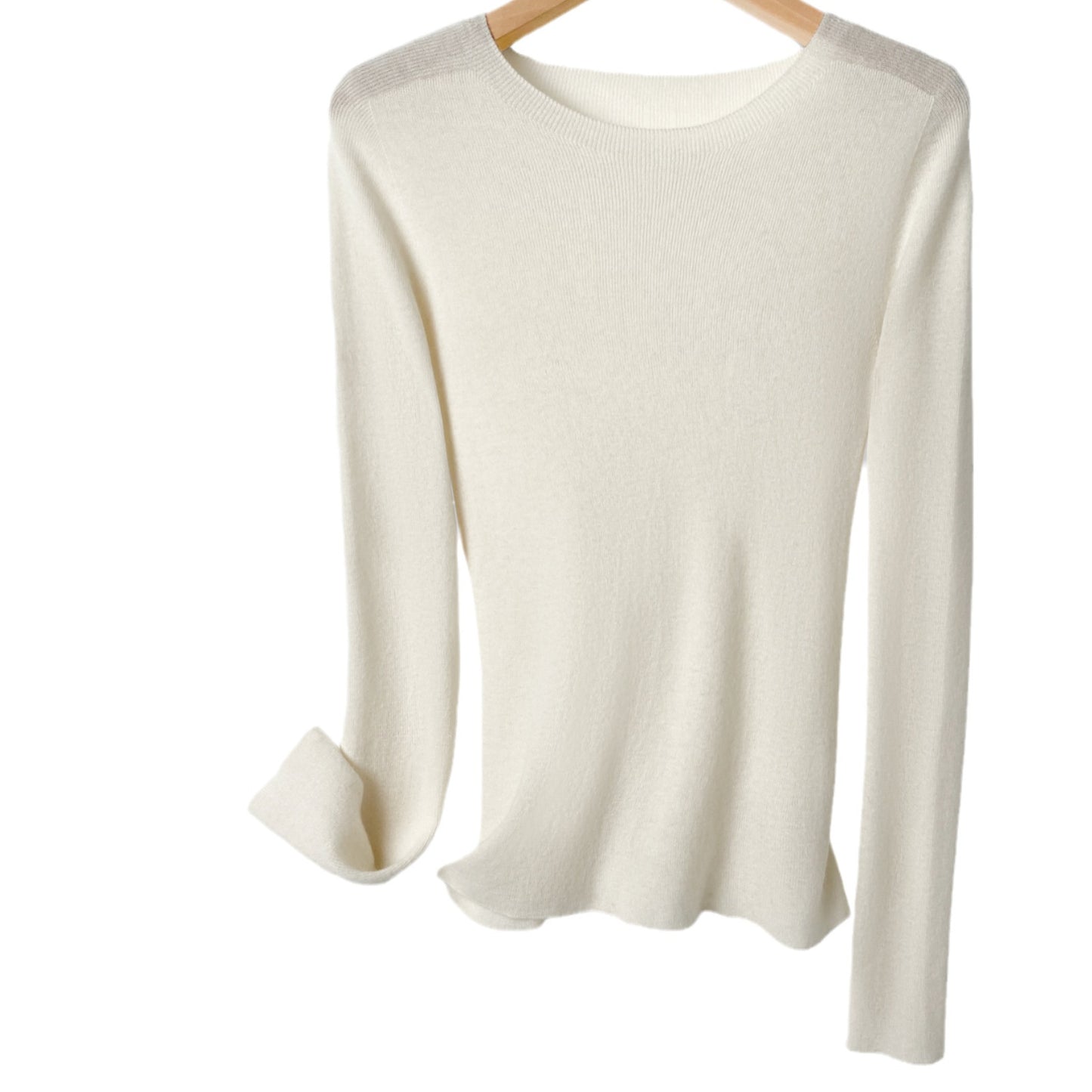Machine Washable 60 Seamless Bottoming Shirt Round Neck Wool Sweater For Women