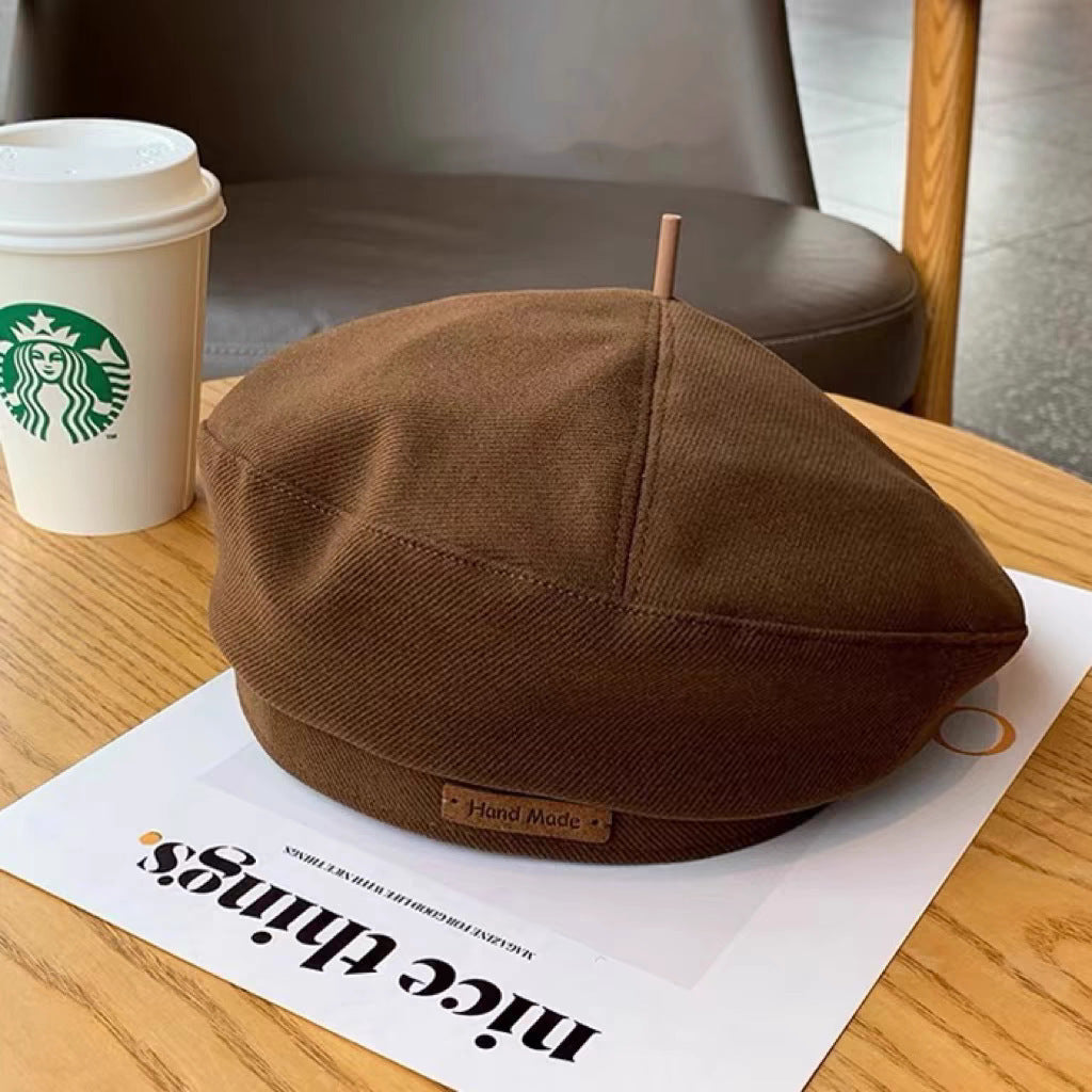 New Style Face-looking Small Octagonal Hat Big Head Circumference Autumn And Winter