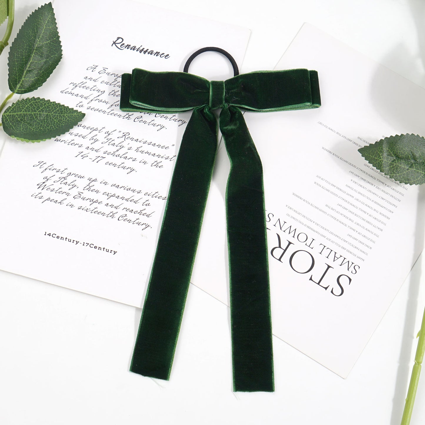 Velvet Bandeau Rubber Band Girl Bow Ribbon Horsetail Headwear