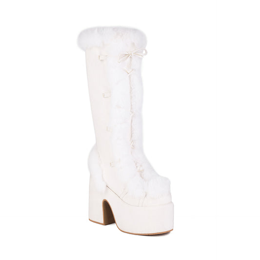 Fur Boots Platform Platform High Heel Women's High Boots