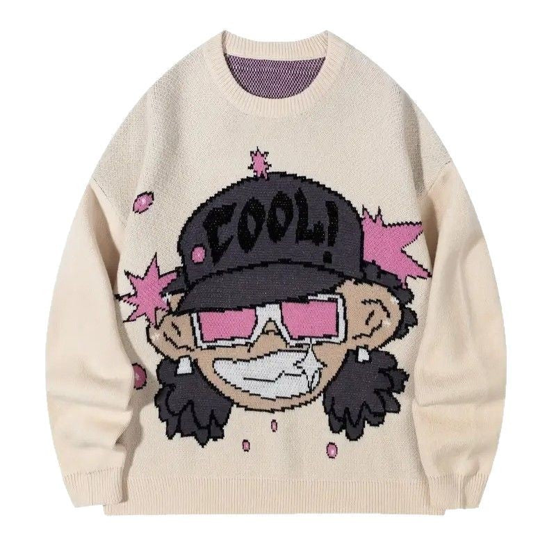 Trendy Women's Cartoon Jacquard Pullover Sweater
