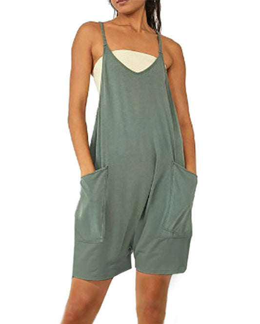 Women's Casual Zipper Pocket Jumpsuit Overalls