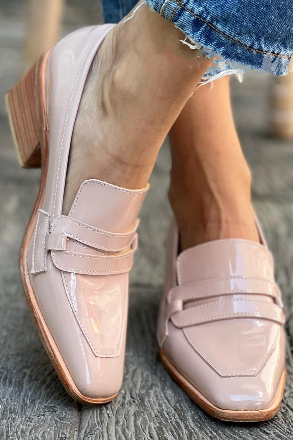 Fashion Square Toe Slip-on Paint Oversized Shoes Women
