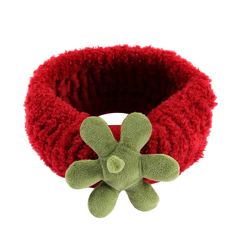 Cute Strawberry Leaf Hair Band Wrist Strap Wide Brim Hair Band