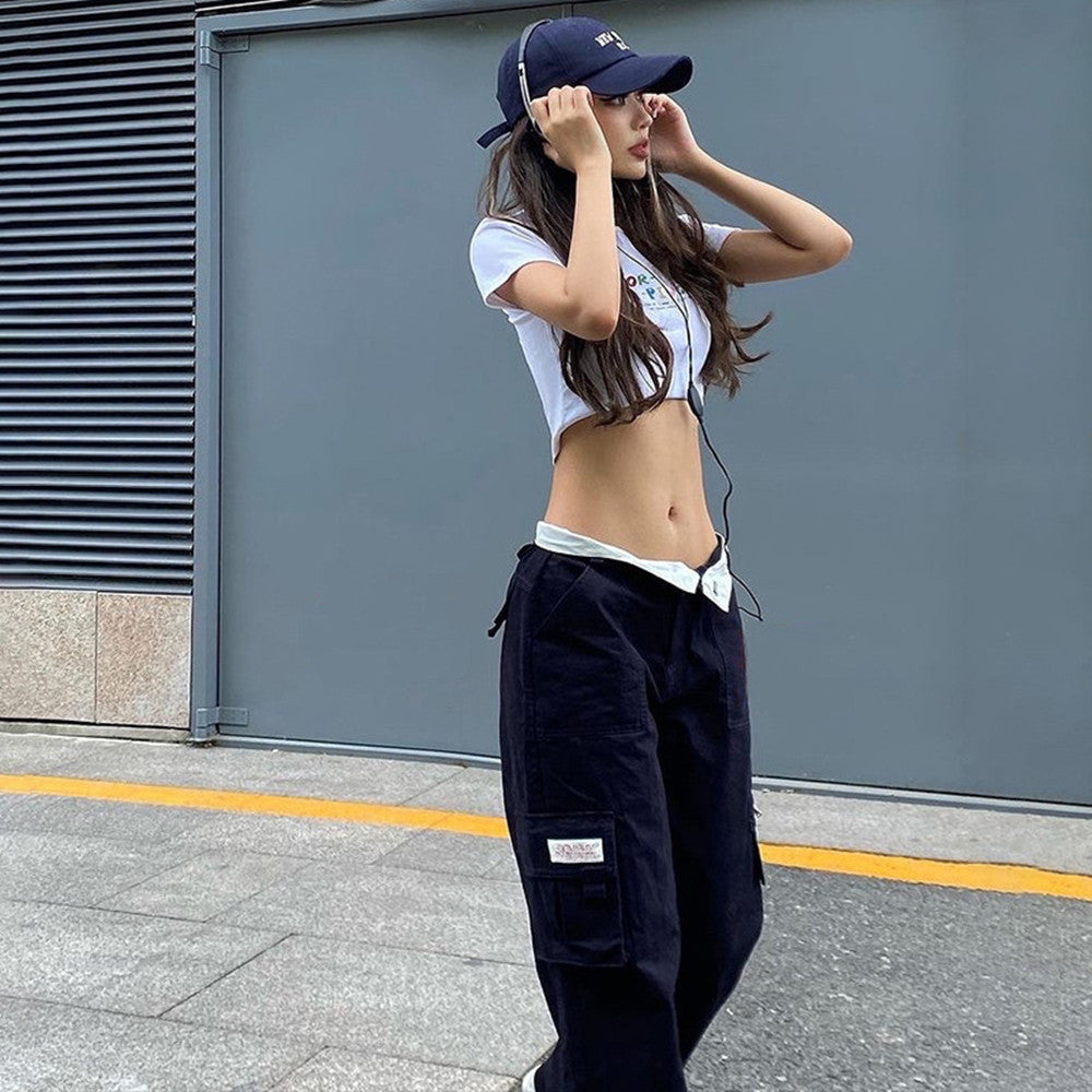 Fashion Trend Street Trendsetter High Waist Multi Pocket Trousers