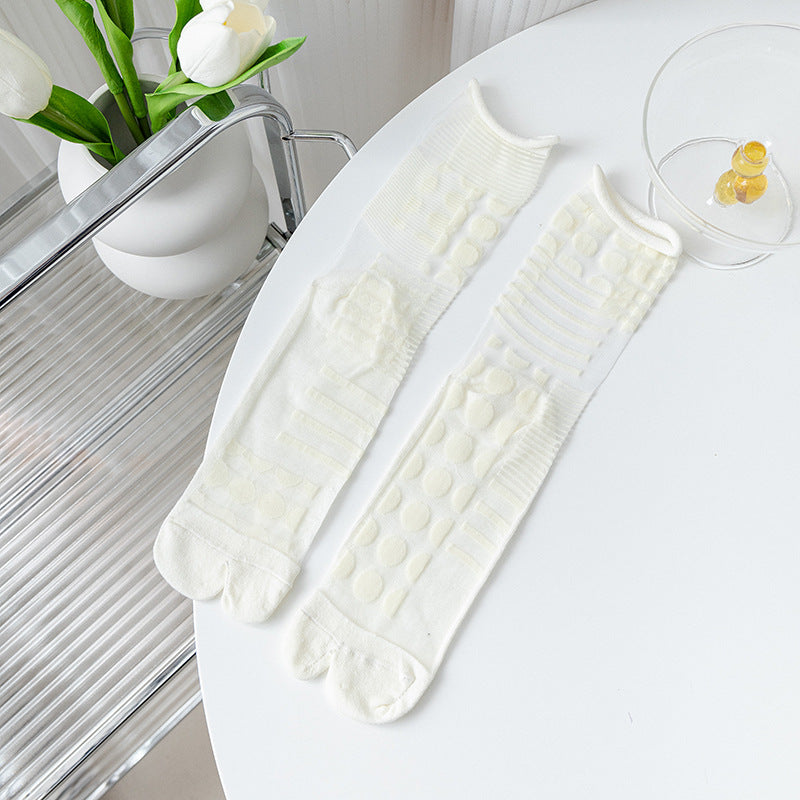 Two-toe Glass Stockings Women's Transparent Crystal
