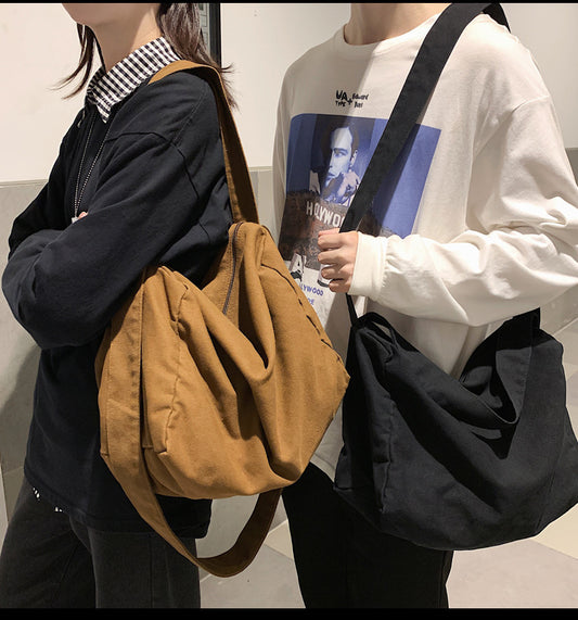 Men's Canvas Bag Women's Casual Lazy Wind Large Capacity