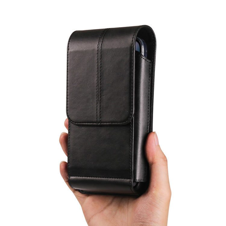 Vertical Smart Phone Accessory Waist Bag Buckle Leather Belt Leather Case Card Slot Multi-functional Trend