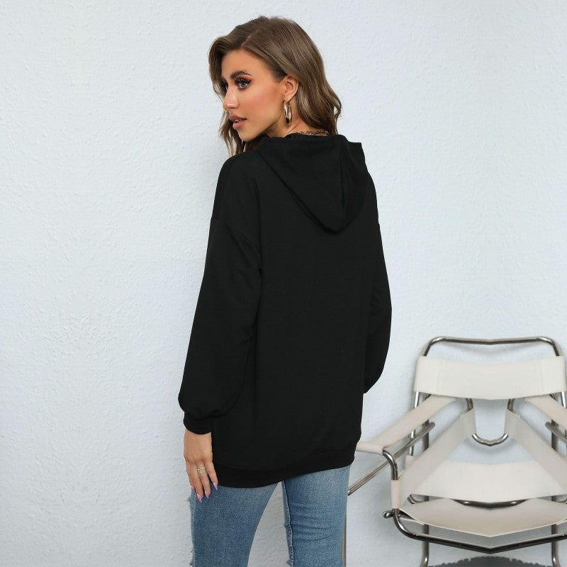 European And American Women's Clothing Hooded Letter-print Sweatshirt Leisure Pullover Hoodie