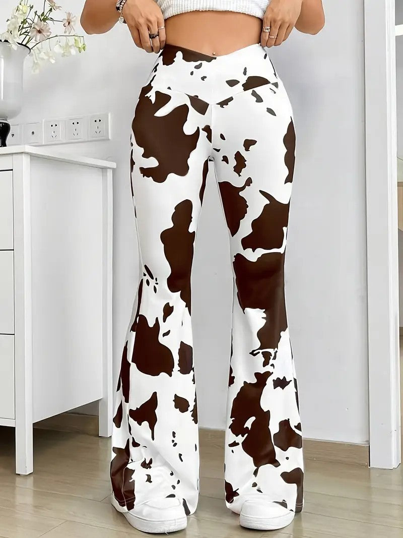 Dame Flared Yogabukser Med 3D Print