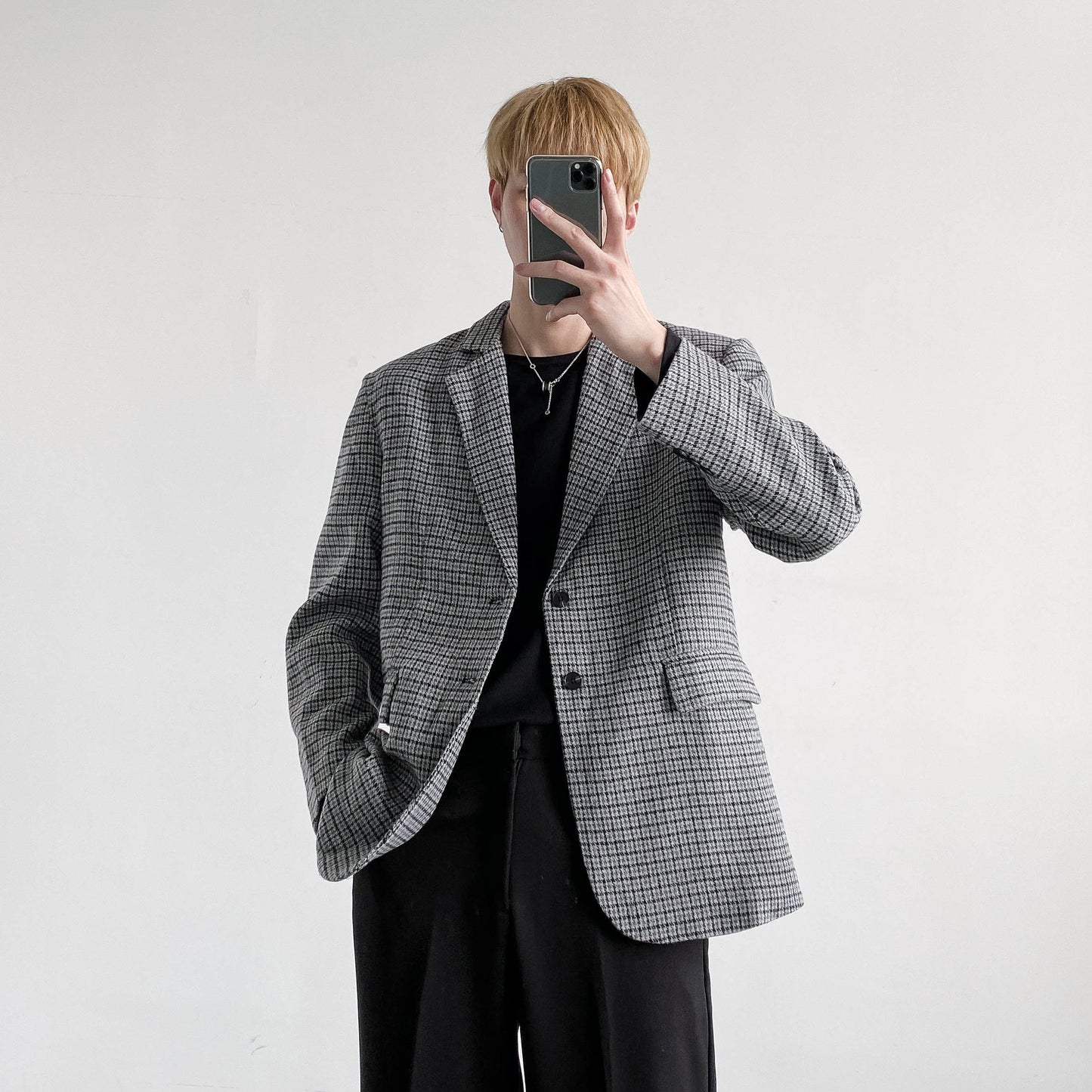 Men's Fashionable Loose-fit Casual Plaid Jacket