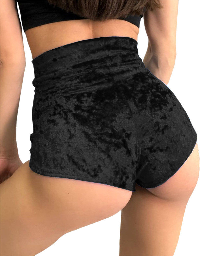 European And American Style High Waist Shorts Slim Velvet