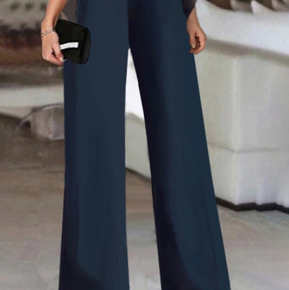 Women's Solid Color Short-sleeved Fashion Jumpsuit