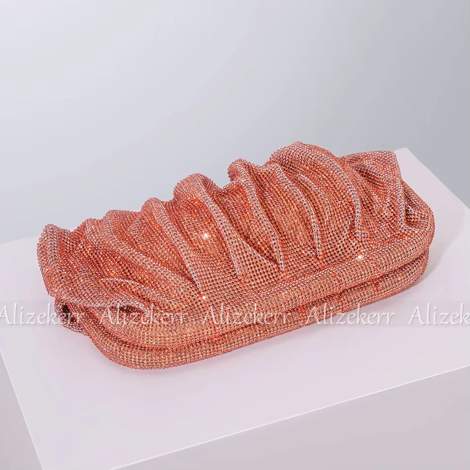 Luxury Rhinestone Evening Clutch Bags for Women - Crystal Folded Purses and Handbags for Weddings and Parties, High Quality Designer Accessories