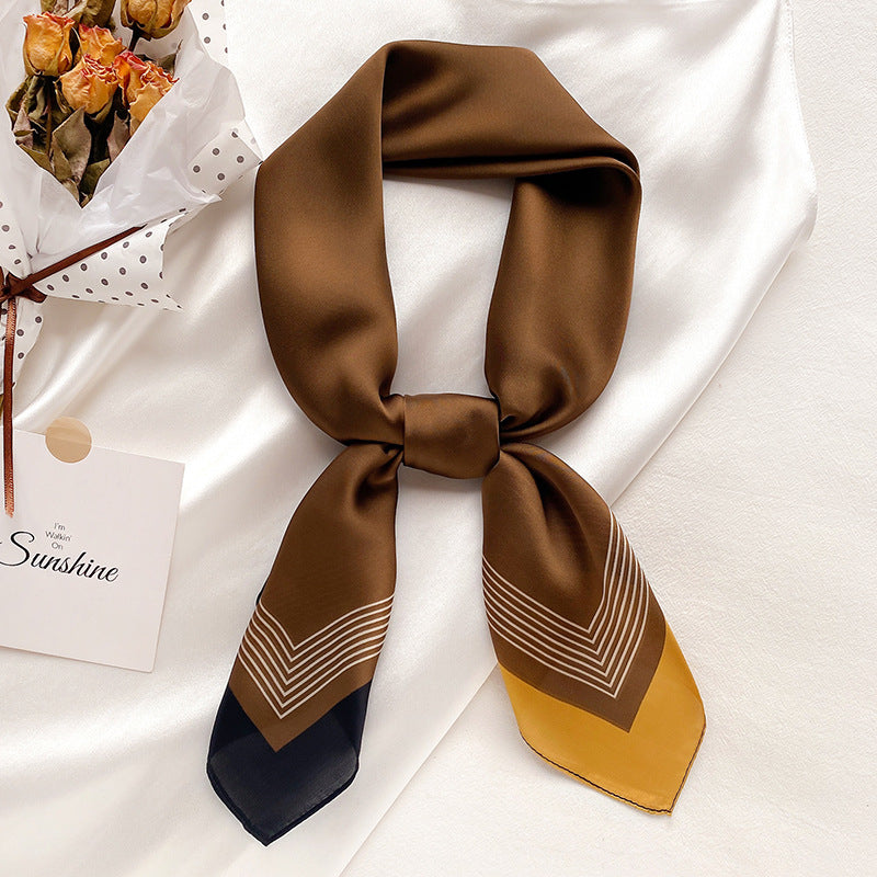 Decorative Small Square Scarf Women's Dual-use Solid Color Clavicle Headband