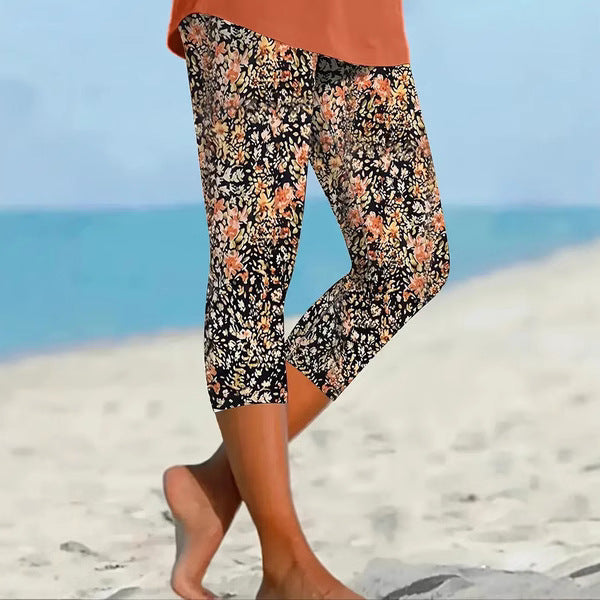 Printed Seaside Series Cropped Leggings  3d