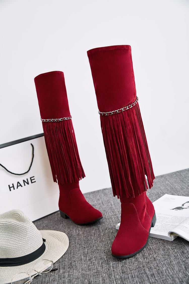 New Autumn And Winter Women's Shoes With Chain Metal Decoration