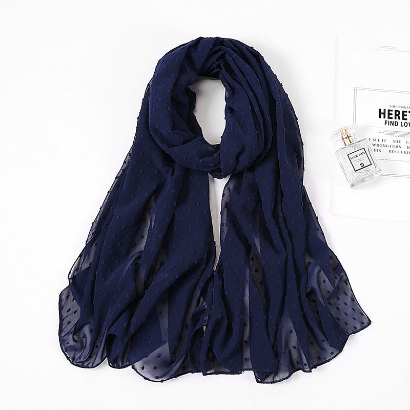 Women's Pearl Pure Color Chiffon Headscarf
