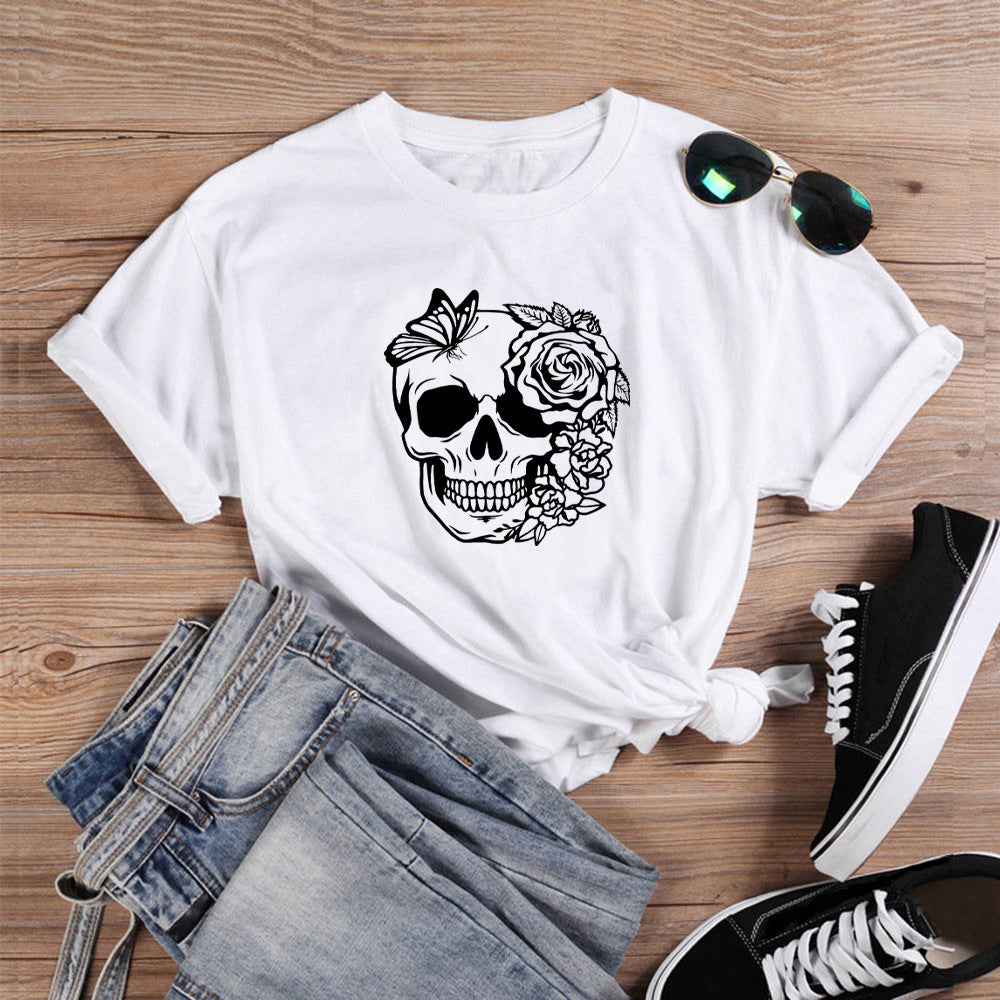Women's Fashion Print Letter Short Sleeve Top
