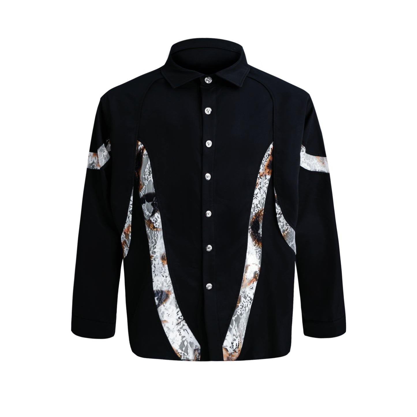 Niche Flame Burning Stitching Design Long Sleeve