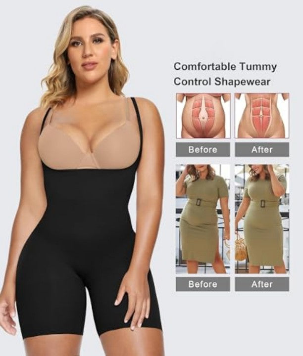 Open Bust Shapewear Mavekontrol Bodysuits til kvinder Sømløs kompression Højtaljet Body Shaper