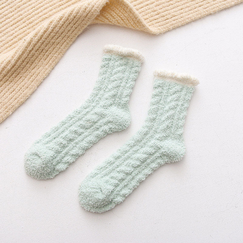 Autumn And Winter Plus Velvet Thick Towel Floor Socks
