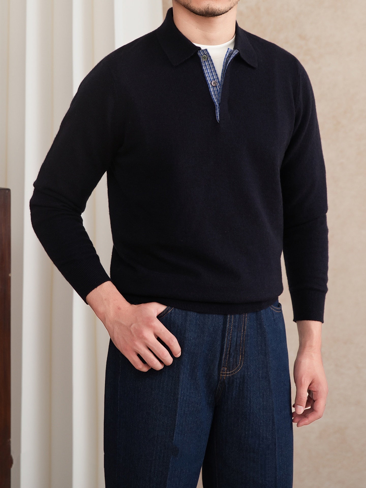 Slim-fit Lapel Polo Shirt Wool Knitted T-shirt