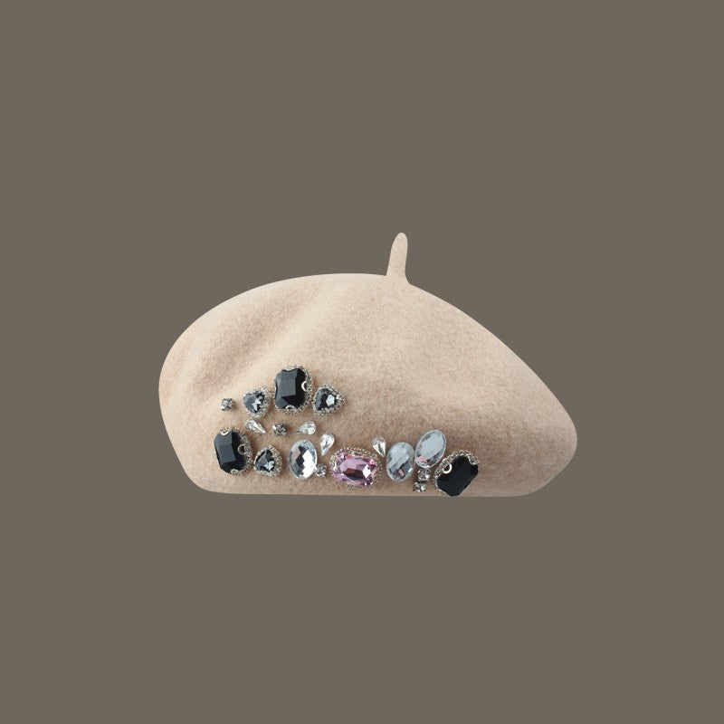 Hundred Take Show Face Small Wool Tweed Painter Pumpkin Hat