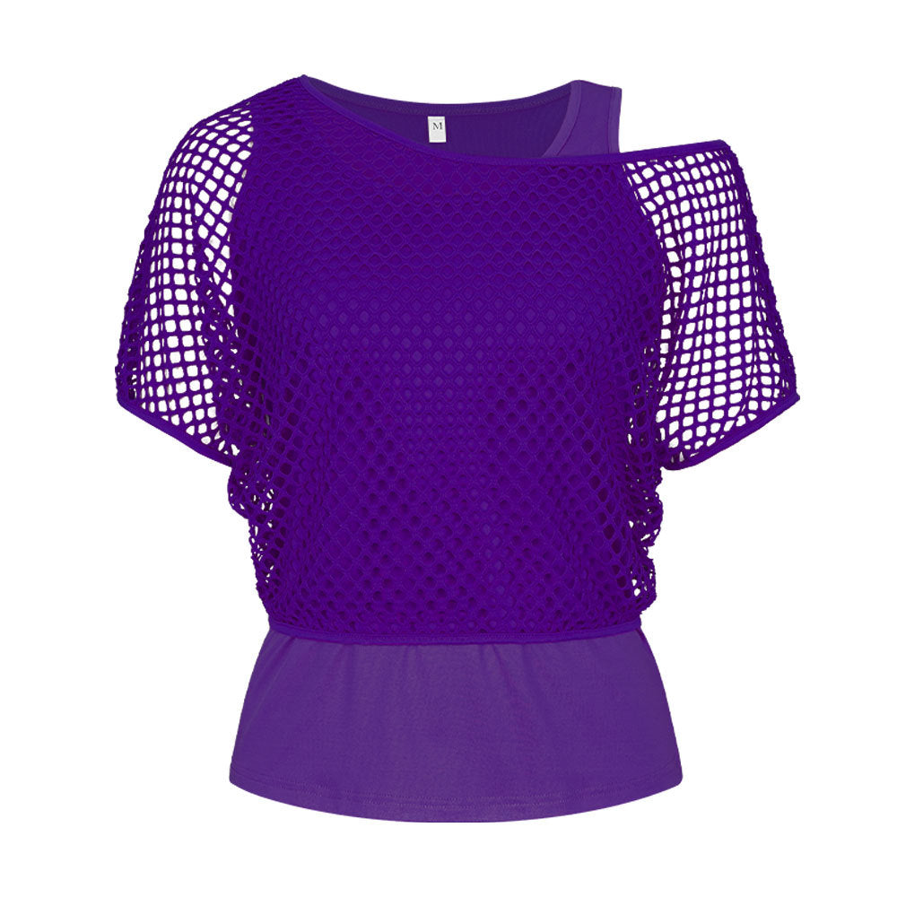 Party Ball Garment Off-the-shoulder Fishnet Short Sleeve Suit Two Pieces