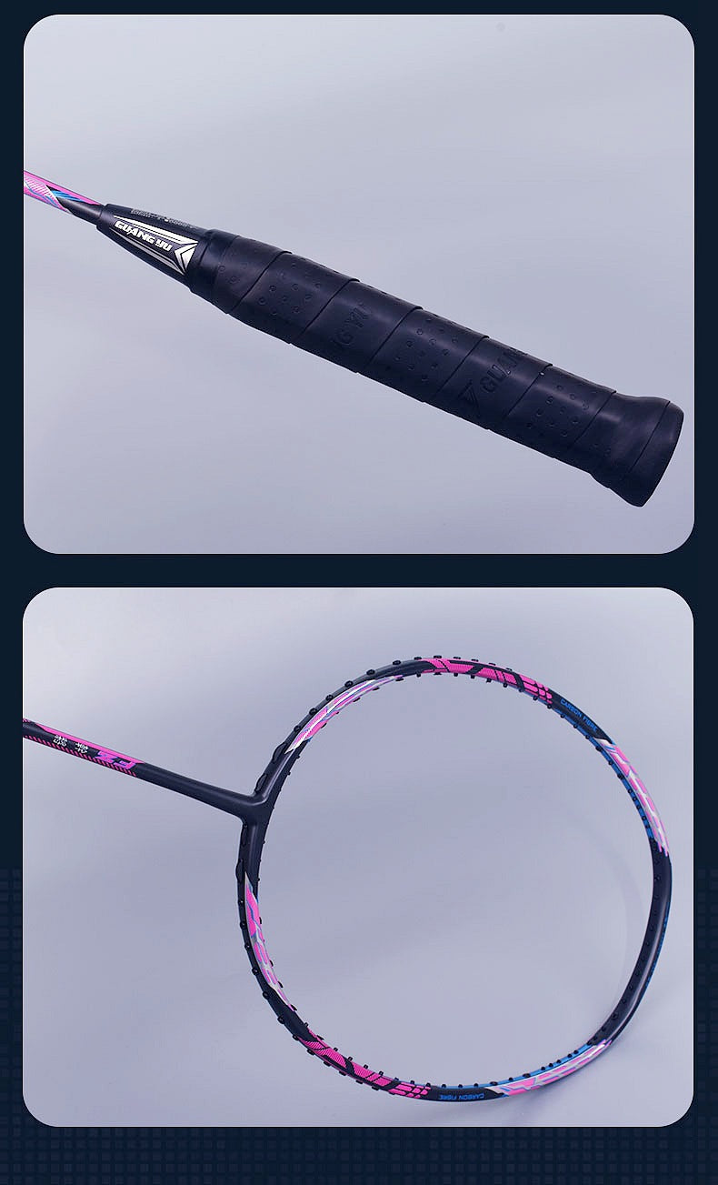 Offensive Badminton Racket With Secondary Reinforcement Of 32 Pounds Of Carbon Fiber