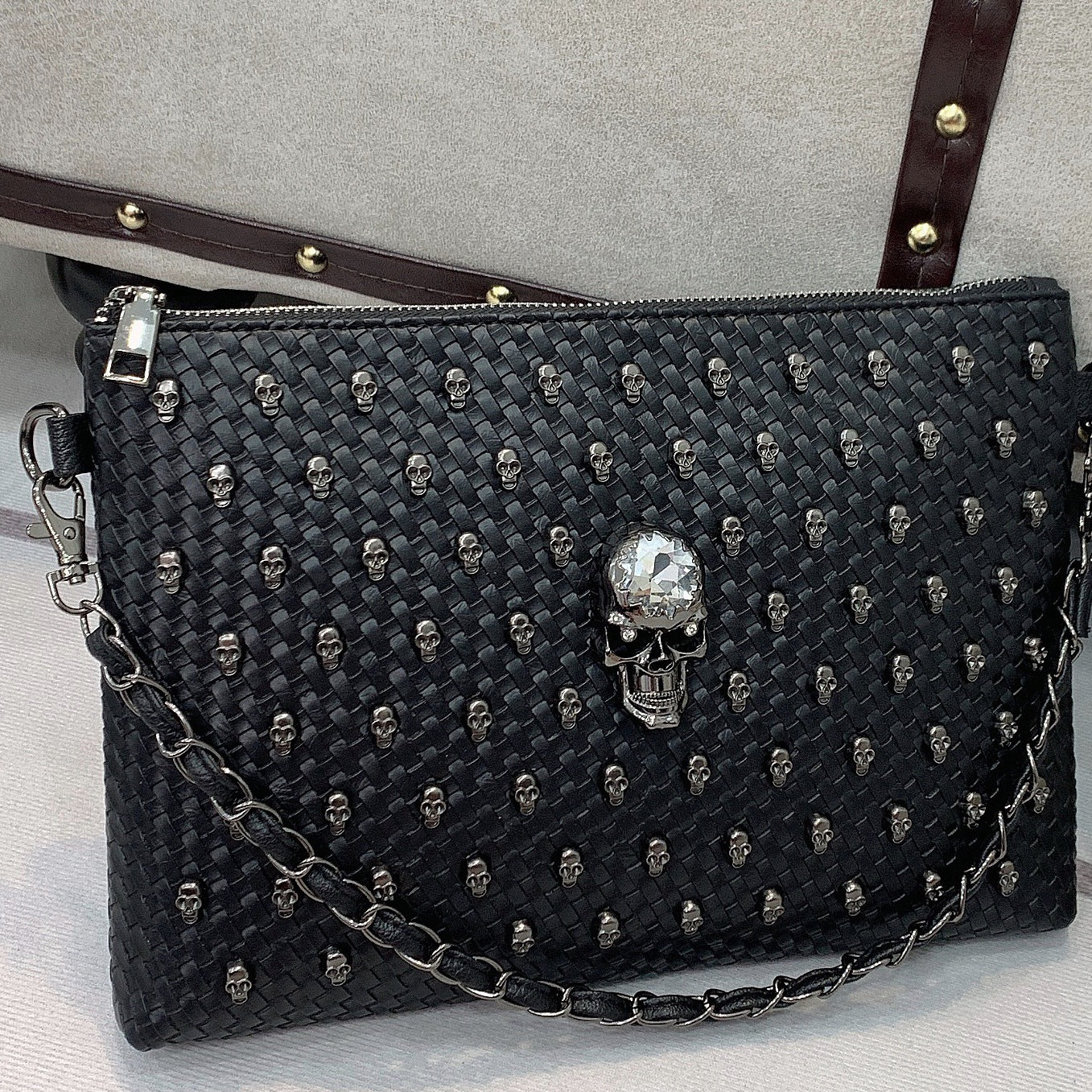 Inclined Span Of Large Capacity Rivet Clutch Bag