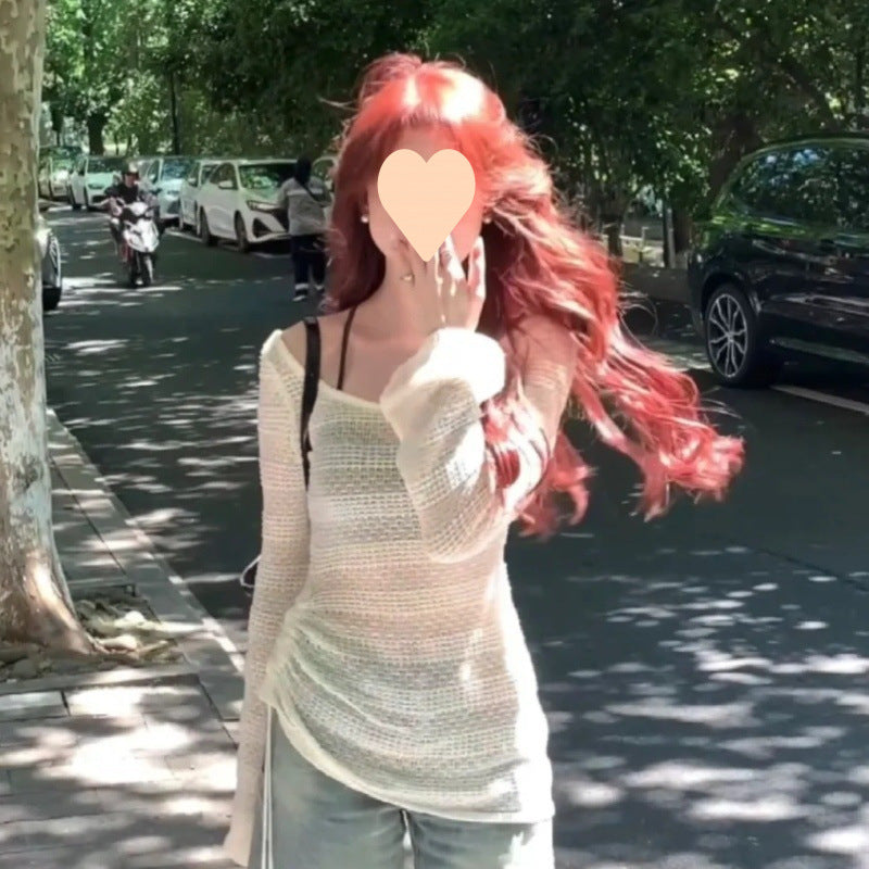 Løstsiddende Strikket Off-shoulder Top til Kvinder