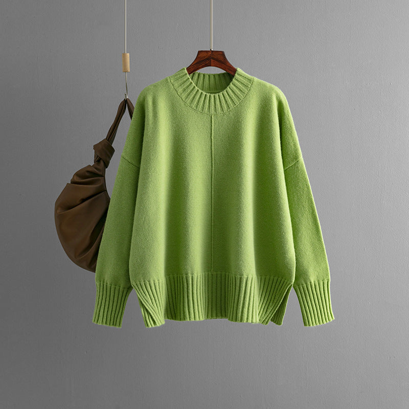 Round Neck Sweater Women's Pullover Sweater Long Sleeve