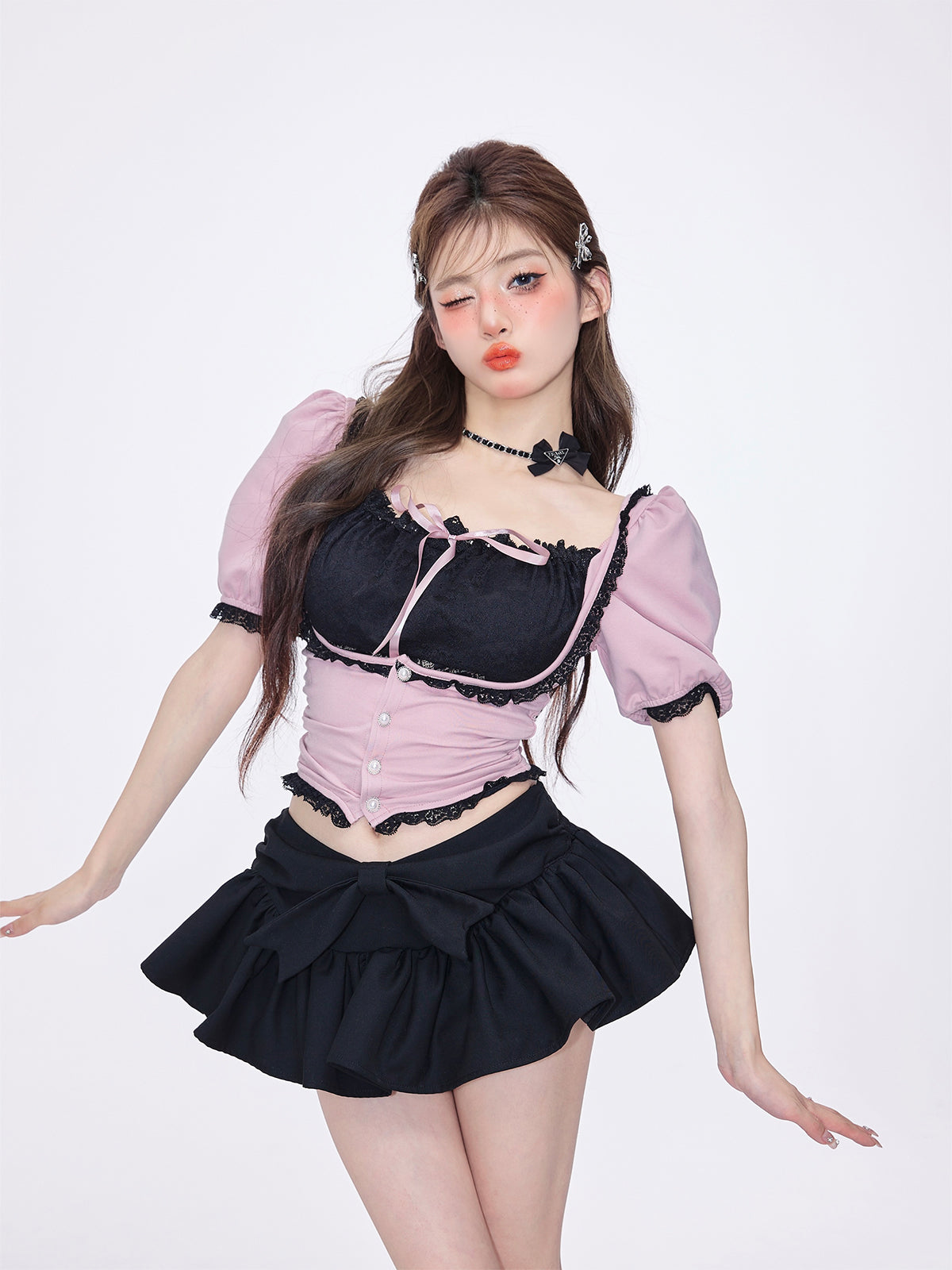 Bubble Sleeve Short T-shirt Women's Short Summer Top