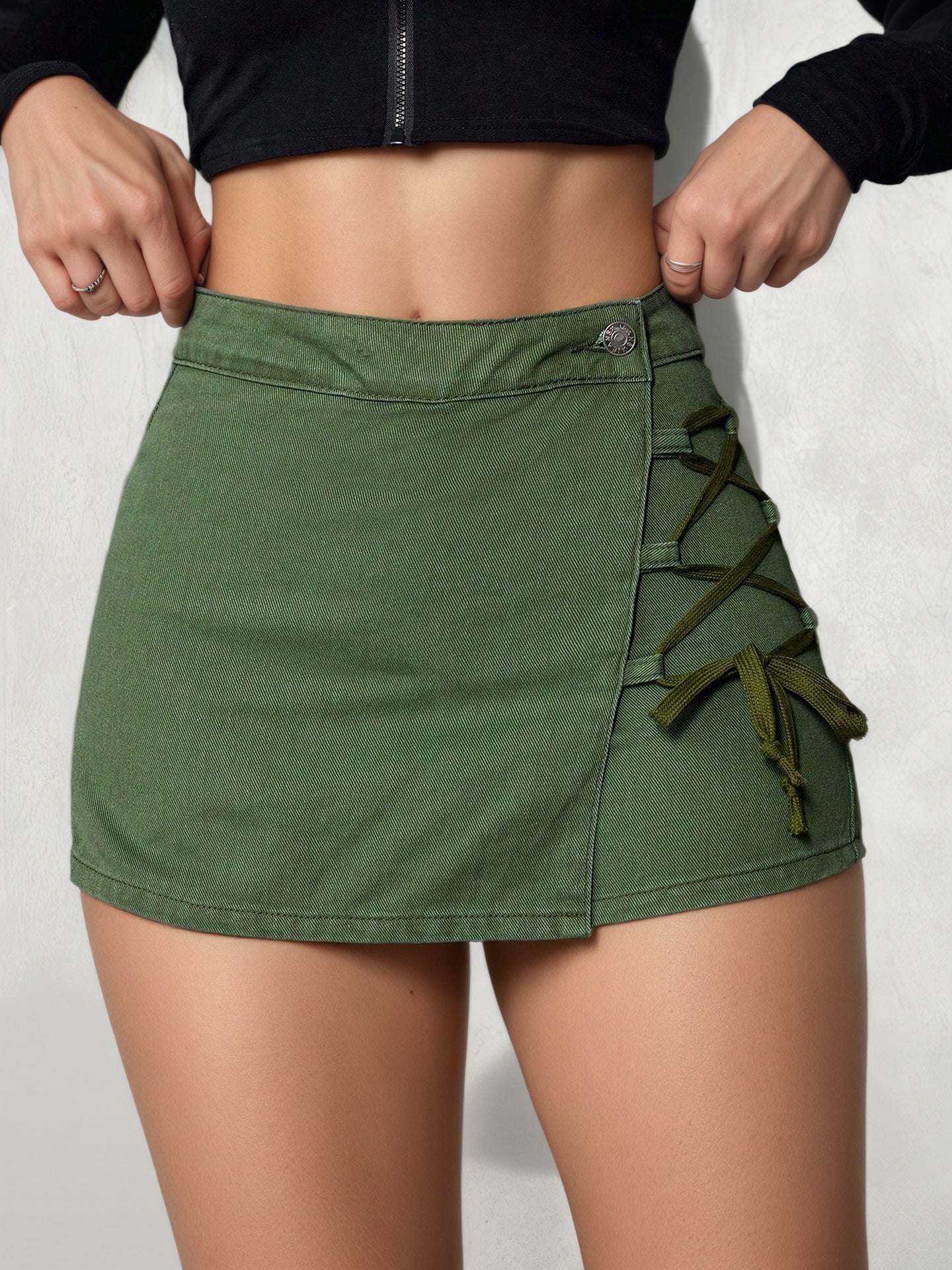 Womens Distressed Vintage Denim Skirt