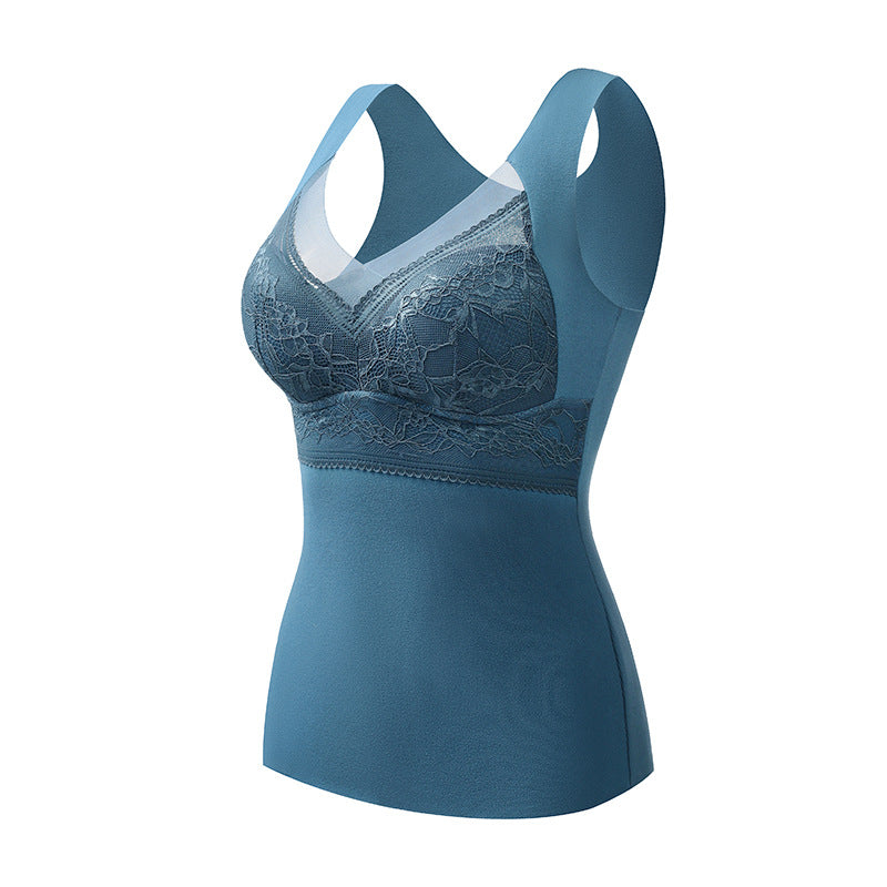 New Thermal Vest Female Heating Double-sided Brushed Plush Fixed Cup