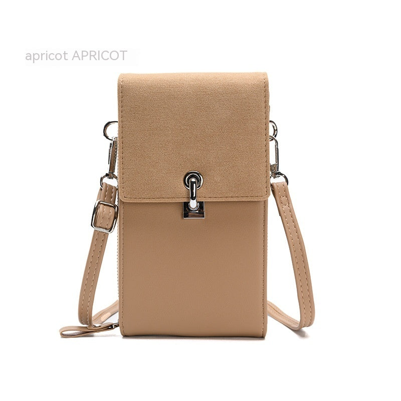 Solid Color Simple Mobile Phone Bag PU One-shoulder Crossbody