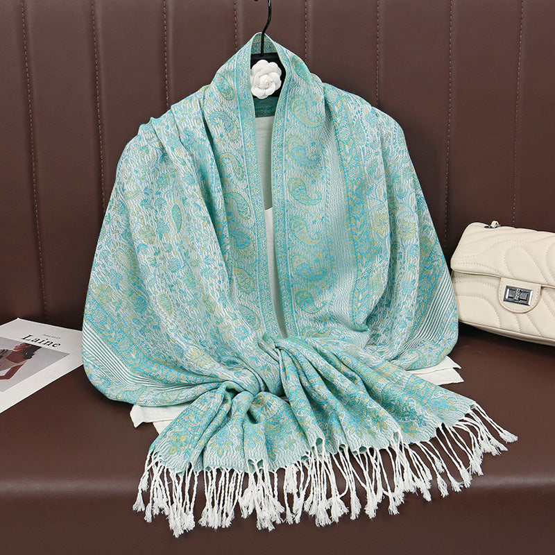 Light-luxury Jacquard Cashew Tassel Fashion Shawl