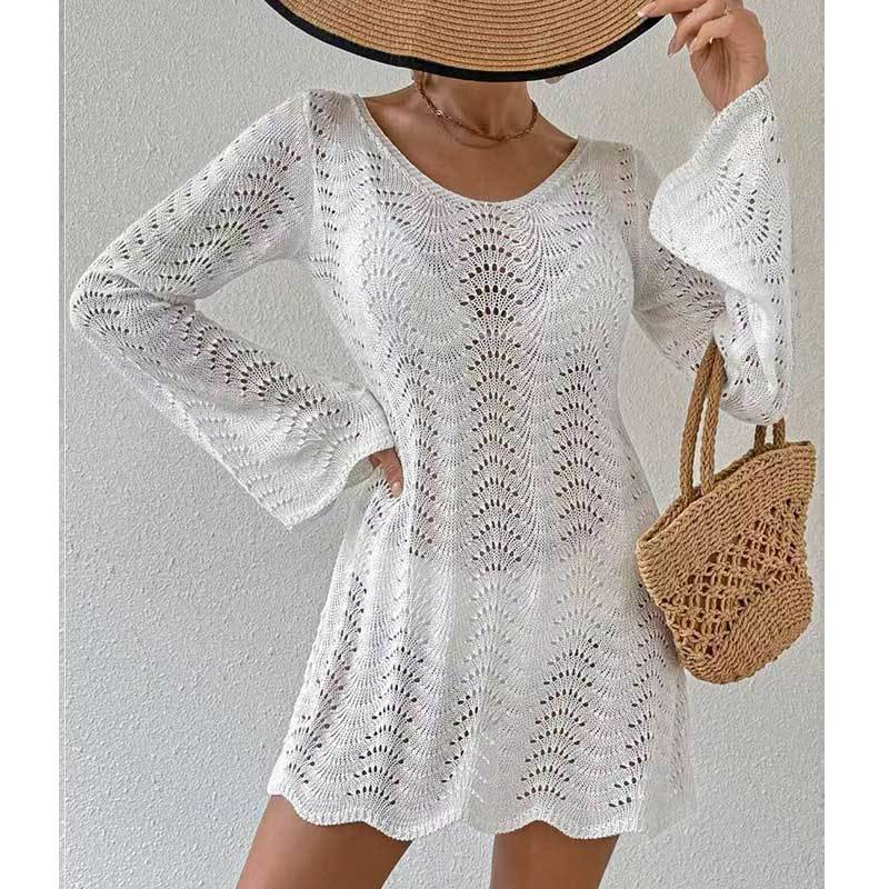 Womens Stylish SexyOpenwork Knit Long-sleeve Top