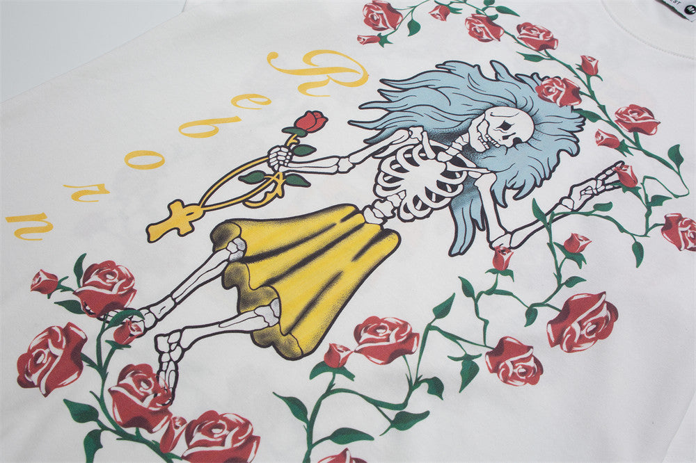 Hip Hop Skull Print Bottoming Short Sleeve T-Shirt