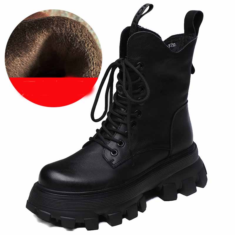 Leather Sponge Cake Foam Platform Lightweight Martin Boots