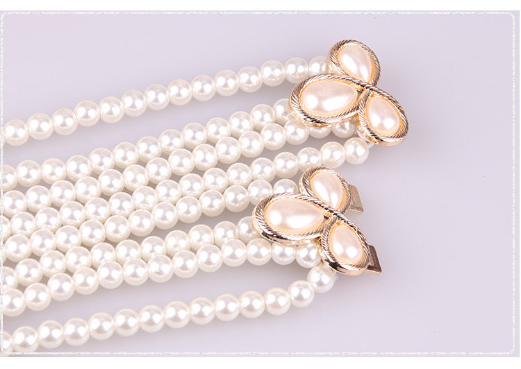 All-match Fashionable Pearl Diamond Flower Waist Chain Decoration