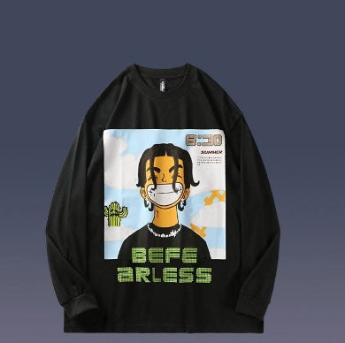 Fashion Cartoon Character Printed Long Sleeve T-shirt Loose Matching Bottom