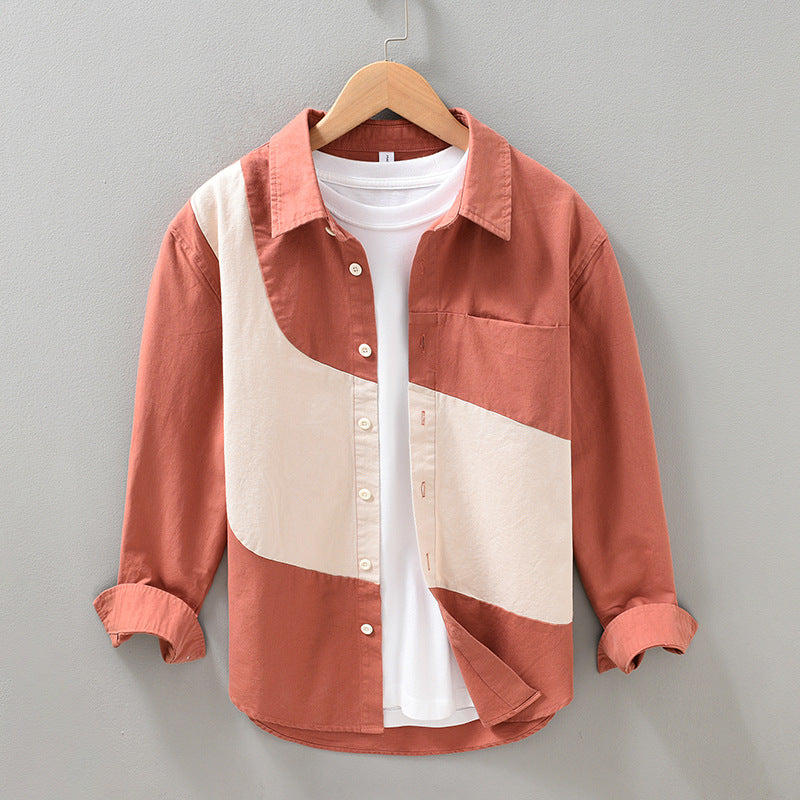 Stitching Long-sleeved Shirt Men's Shirt