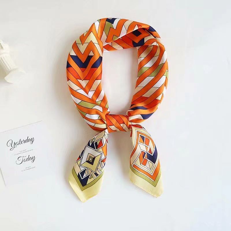 Four Seasons New Printing Decoration Ethnic Flowers Wild Tie Hair Small Square Scarf