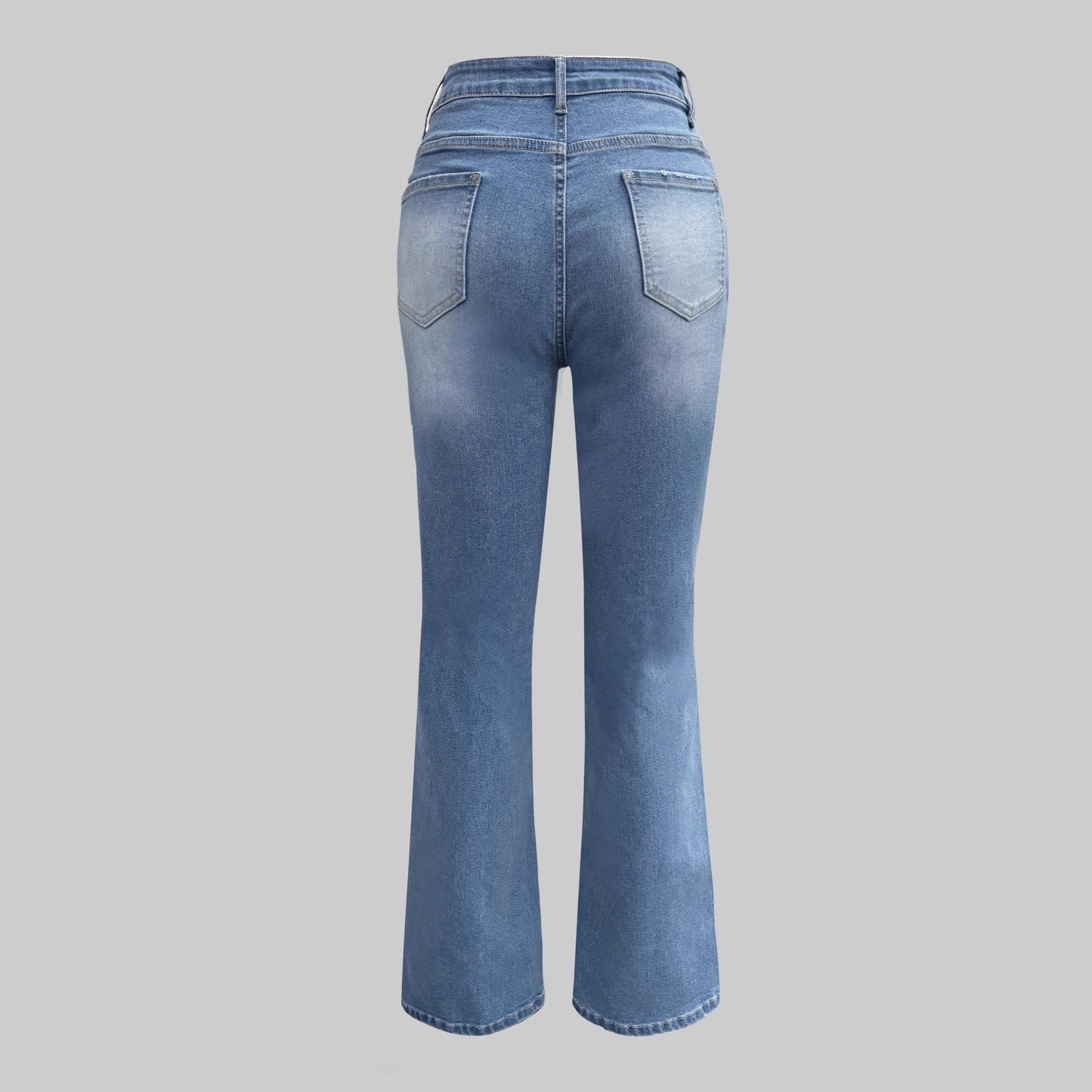 Dame Højtaljede Lige Jeans med Knaplukning